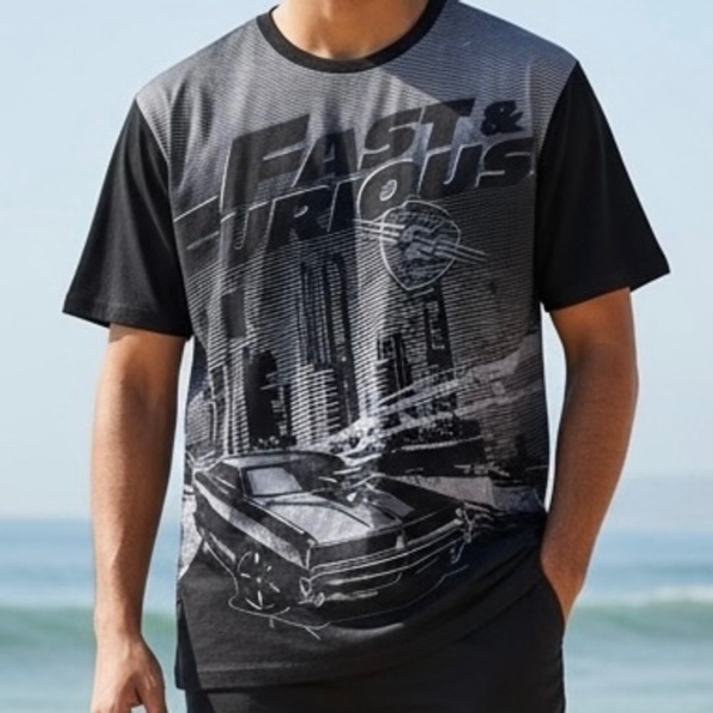 Fast & Furious Supercharged Graphic T-Shirt Mens Medium Black Universal Cars